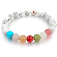 Hot And Bold 7 Chakra Triple Protection Bracelet: Natural Stones With Certificate Of Authenticity For Unisex Adult (Howlite 7 Chakra)