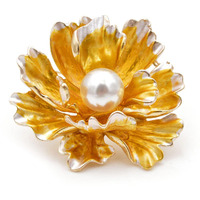 YouBella Jewellery Latest Stylish Crystal Unisex Floral Brooch for Wedding/Party for Women/Girls/Men (Yellow)