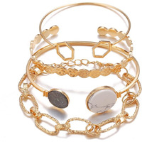 Shining Diva Fashion Latest Stylish Multilayer Gold Plated Bangle Bracelet for Women and Girls (14665b) Set of 4