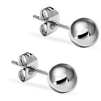 KUKSHYA JEWELLERS Exclusive 925 Pure Silver Stud Earrings for Baby Girl, Men, Women, Girls & Boys (BALL STUD 6MM) (6)