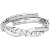 Clara Pure 925 Sterling Silver Twist Finger Ring with Adjustable Band | Gift for Women Girls Wife Girlfriend | Swiss Zircon Rhodium Plated