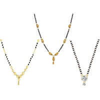 YouBella Jewellery Gold Plated Combo Of 3 Mangalsutra Pendant with Chain For Women