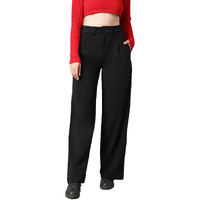 KOTTY Womens Polyester Blend Straight Fit Trousers Jade Black