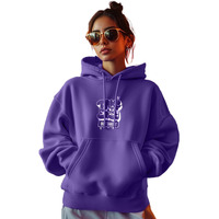 JUNEBERRY Cotton Polly Fleece Oversized Fit Purple Graphic Hoodie for Women (JHD0423PRPT31_M)