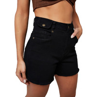 Miss Chase Women's Relaxed Fit Regular Length High/Mid Rise Denim Shorts (MCSS23DEN09-10-62-30, Black, 30)