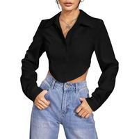 GRECIILOOKS Solid Regular Fit Long Tops Oversized Shirt for Women (GL-W1915_Black S)