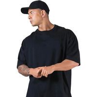 VeirdoBlack Oversized Baggy Fit Drop Shoulder Half Sleeves Round Neck Solid Pure Cotton T-Shirt for Men (OS_100_Black_XXL)
