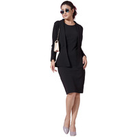 Selvia Western Dress for Women|Solid Lycra Western Dress for Women|Round Neck Shrug with Bodycon Dress for Women|Two Piece Dress for Women (713DTK11712N-L_Black)