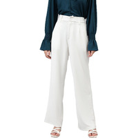 KOTTY Womens Polyester Blend Straight Fit Trousers Bright White