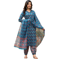 KLOSIA Women Straight Floral Printed Kurta and Pant Set with Dupatta | Ethnic Set | Dupatta Set | Suit Set | Kurta Set | (X-Large)