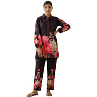 Sugathari Women's Dress Black V-Neck CO-ODS Set for Women (CO-ODS 97 BLACK XL)