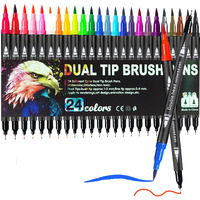 Corslet 24 Colors Dual Tip Colored Brush Pens Art Marker Set Fine Point Calligraphy Markers for Artists Pen Set Journal Pens for Adult Coloring Books Alchol Markers Set (Set of 24)