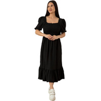 Sheetal Associates Women Casual Regular Sleeves Crepe Solid Fit and Flare Dress (Black, 2XL)