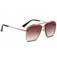 Dervin UV Protected Driving Pilot Gradient Metal Body Square Sunglasses for Men and Women (Gold Brown) - Pack of 1