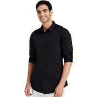 Amazon Brand - Symbol Men's Cotton Shirt | Casual | Plain | Full Sleeve | Summer - Regular Fit (Available in Plus Size) (Black_4XL)