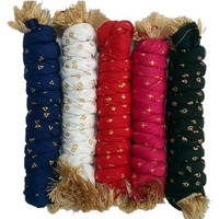 Nakoda Creation Cotton Blend Solid Dupatta For Women,Pack of 5_Gold Print Pack of 5