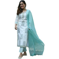 Pinkmint Women's Printed Straight Kurta with Pant & Dupatta Suit ll Festival Wear