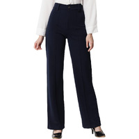 KOTTY Womens Solid Polyester Blend Navy Blue Trousers (Navy Blue,30)