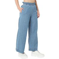 AKA CHIC Women's Wide Leg Fit Cotton Jeans (AKCB 1322_Mid Stone_28_Mid Stone_28)