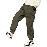 TAGAS Boy's Relaxed Casual Pants (KC-1-OLIVE Grey_13 Years-14 Years)