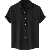 TAGDO Men's Solid Shirt with Chest Pocket Short Sleeve Shirt for Summer Outdoor Activities (Sugar-Shirt-5182-Black-L)