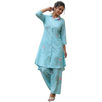 Leriya Fashion Women's Rayon Printed Regular Kurta Set (LF-W2117&TR1080_Blue_S)