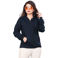 BAGHADBILLO Women's Hoodie||Hoodie for Women||Women's Sweatshirt||Plain Hoodie||Women's Causal Solid Hoodie||Girls Hoodie||Girls Sweatshirt - 1Zipper Hoodie Navy - S