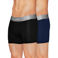 XYXX Men's Underwear Illuminati IntelliSoft Antimicrobial Micro Modal Trunk Pack of 2 (Black Iris ; Black; L)