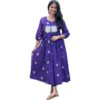 GoSriKi Women's Rayon Blend Anarkali Printed Kurta with Pant (ANVESHI BEGANI-GS_L_Begani_Large)