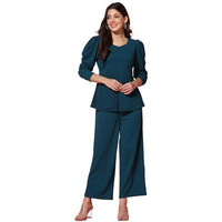 GRECIILOOKS Womens A-Line Lycra Regular Fit Co-Ord Set (Turquoise, Large)