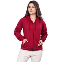 BAGHADBILLO Women's Hoodie||Hoodie for Women||Women's Sweatshirt||Plain Hoodie||Women's Causal Solid Hoodie||Girls Hoodie||Girls Sweatshirt - 1Zipper Hoodie Maroon - S