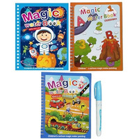 GLUN 3 Different Water Magic Book, Pack of 3 Unicorn, Aquatic Animals and Dinosaur Theme Water Magic Book