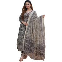 KLOSIA Women Printed Kurta and Pant Set with Dupatta (X-Large) Black