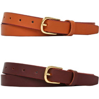SIDEWOK Combo of Plain Casual Sleek Belts For Women/Girls (Brown & Tan)(SDWK-GLBL-07-08)