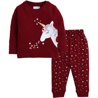 BUMZEE Maroon Girls Cotton Full Sleeves T-Shirt And Pajama Set Age - 2-3 Years