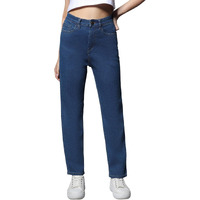 HIGH STAR Women's Straight Fit Stretchable Jeans (HSWJNW23101_IG3_Blue_36)