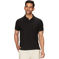 XYXX Men's Solid Regular Fit Shirt (XY_CR14_Polo Tshirt_1_Black