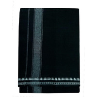 PRAKASAM COTTON Mens Single (1.28 X 2.00 mtrs) Colour Thalapathi Border Dhoti/fine quality Single Dhoti (Black)