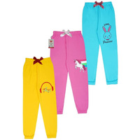 KYDA KIDS 100% Girls Cotton Printed Track Pants (Pack of 3)