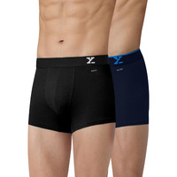 XYXX Men Micro Modal Trunk, Snug Fit, Solid, Pack of 2, XYTRNK2PCKN417L, Black+Black Iris, L