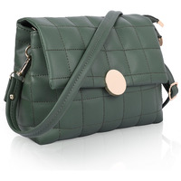 ADISA Women's Girls Quilted Cross Body Sling Bag with Height Adjustable Belt (SL5144) (Dark Green)