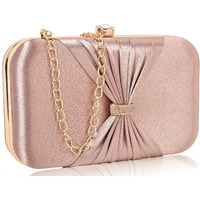 ADISA bow formal party clutch with gold chain for women and girls (CL102-PIN_Pink Taupe)