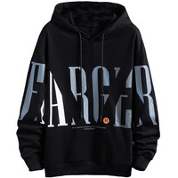 TAGAS Men's Hoodied Fleece Regular Fit Sweatshirt Wave Print Drawstring Detail || Sweatshirt for Mens || Men Hoodies ||MH-8010-BLACK-XL