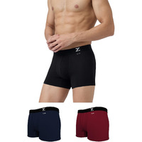 XYXX Cotton Relaxed Solid (Pack of 3) (Aero Trunks for Men Combo Dark Maroon+Black Iris_S)