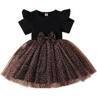 TAGAS Girl's Polyester Blend A-Line Knee-Length Dress (KD-204_Black_12 Months-24 Months)