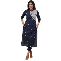 FABNEX kurta set for women | women embroidered kurta set | Women Kurta Sets Kurtis | Women Kurta Pant Set (K-34-38) (M, Blue)