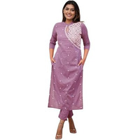 FABNEX Kurta Set for Women | Women Embroidered Kurta Set | Women Kurta Sets Kurtis | Women Kurta Pant Set (K-34-38) (in, Alpha, L, Pink)
