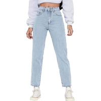 KOTTY Women High Rise Cotton Lycra Ankle Length Slim fit Light Blue Solid Jeans (Light Blue,26)