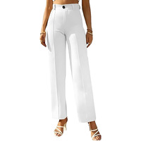 ROYALICA Women's High-Waisted Pant |Bell Bottom Trendy Retro-Chic Trousers - Perfect for Every Occasion (M, White)