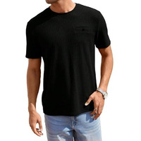 TAGDO Men's Waffle Knitted Crew Neck Regular Fit Tees (Waffle-5154-Black-L)